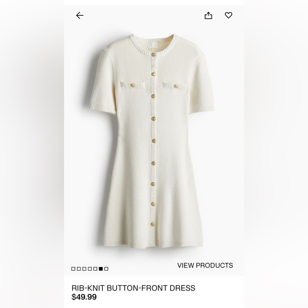 Rib-knit button front dress HM